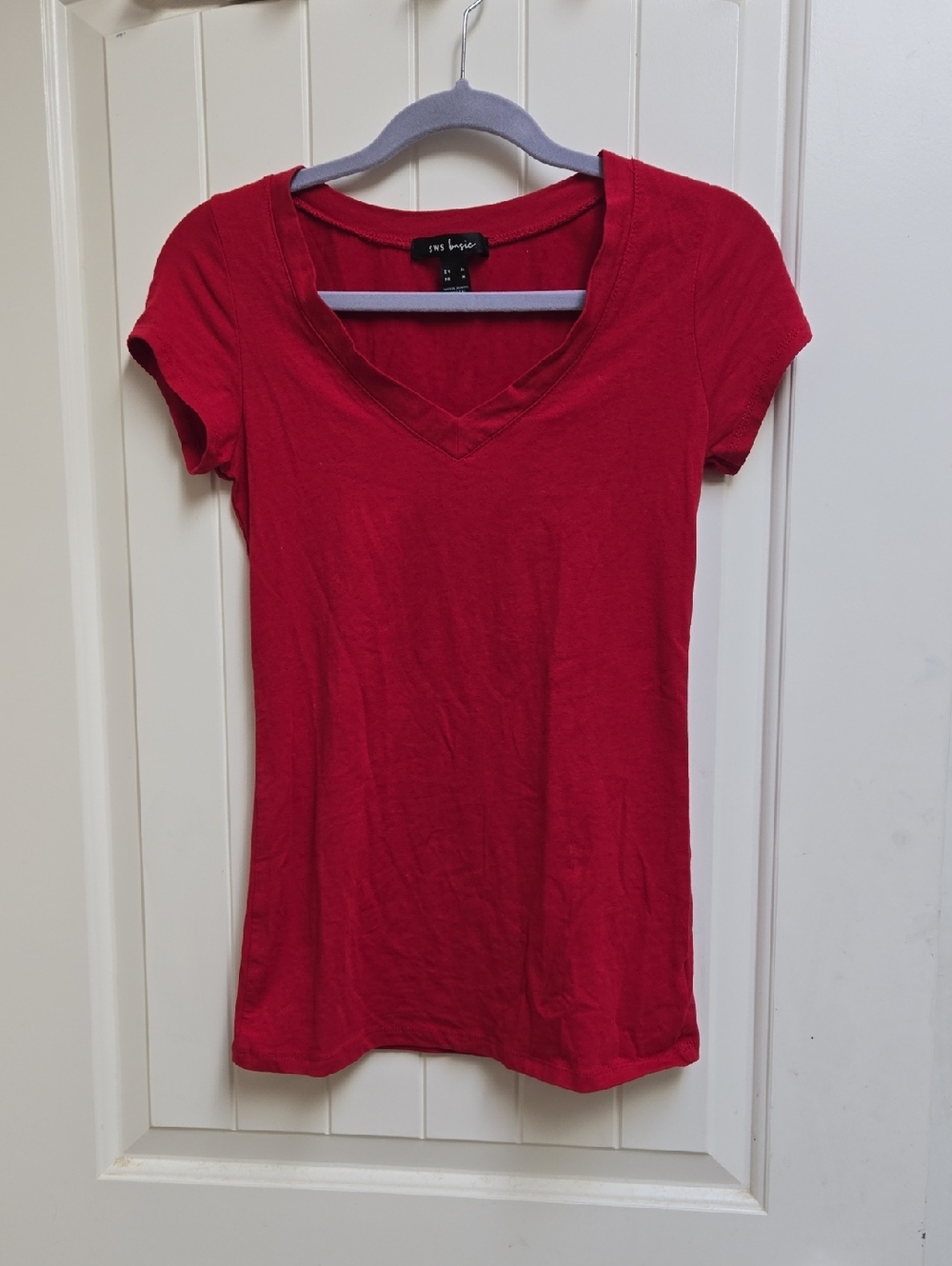 SWS Streetwear Society Red v-neck women's tee Medium